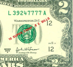 2003 A   2 Dollars ( 10 notes )  World paper money currency banknotes. - Picture 1 of 7