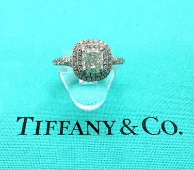 Tiffany & Co Soleste Cushion 0.74 cts F VVS1 Diamond Engagement Ring Platinum - Image 1 of 4