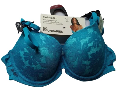 NWT No Boundaries Womens Push Up Bra Teal Blue Lace 36B Underwire - Image 1 of 3