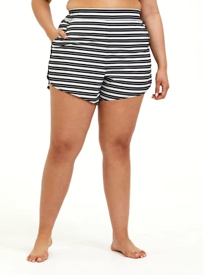 Pantalones Cortos de Encubrimiento para Mujer Torrid Blanco y Negro a Rayas Crepé 5" Talla 0 12 Grandes Nuevos con Etiquetas Foto 1 de 4