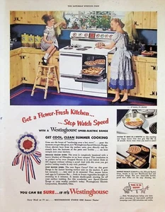 VINTAGE 1950s Print Ad ~ Westinghouse Speed-Electric Range ~ Stop Watch Speed - Picture 1 of 1