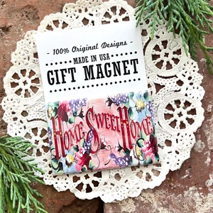 Gift Magnet  * Home Sweet Home * USA  * DecoGreet * Fridge * Pink Floral - Picture 1 of 4