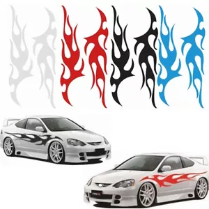 Pair Universal Flame Fire Car Side Door Fender Body Graphic Decal Sticker Decor - Picture 1 of 13