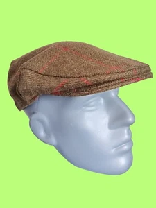 Curzon Classics British Tweed Flat Cap in Red Check on Highland Green sz LARGE - Picture 1 of 10