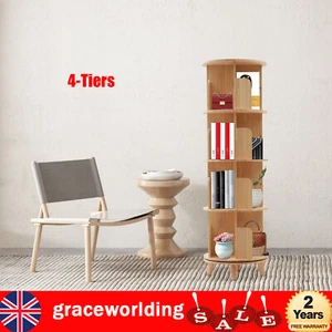 4-Tiers 360° Rotating Bookshelf Bookcase Storage Shelf Freestanding Display Rack - Picture 1 of 1
