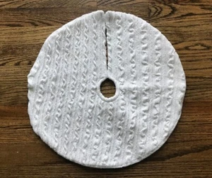 Winter White 18"  Cable Knit Sweater Christmas Tree Skirt w/2" Opening - Picture 1 of 5