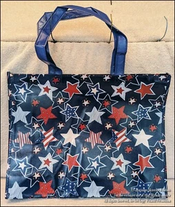 NEW REUSEABLE TOTE GIFT SHOPPING BAG PATRIOTIC FOURTH 4 OF JULY RED WHITE BLUE - Picture 1 of 1