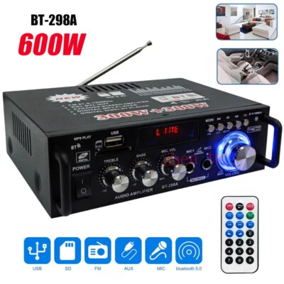 600W Mini Bluetooth HiFi Stereo Verstärker Digital Power Audio Amplifier USB MP3 - Bild 1 von 4