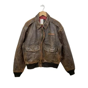AVIREX A-2 Leather Flight jacket Double Pocket Size XS Brown From JP Authentic - Picture 1 of 5