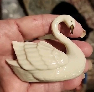 FIGURA Portatarjetas Vintage LENOX Porcelana 3"CISNE 24K Oro Acentos ¡Envío Gratis!! - Imagen 1 de 4