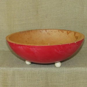 Vintage Munising Wooden Dough Bowl 13" ~ 3 Ball Footed ~ Made in USA - Picture 1 of 11