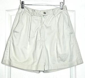 Vintage Talbots Pleated Shorts Size 4 High Rise Off White Large Pockets Cotton - Picture 1 of 10