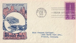 1939 FDC, #852, 3c Golden Gate International Exposition, Leo August P-17 - Picture 1 of 2