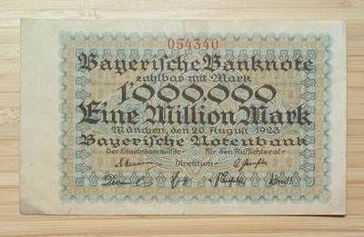 1923 Germany/ Bavaria 1,000,000 (Million) Mark Hyperinflation Weimar Republic - Image 1 of 4
