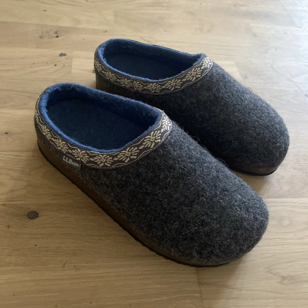 Ladies Fairisle Bootie Slippers - Cozy Fleece Lined - Non-Slip Sole - Blue UK 3-4