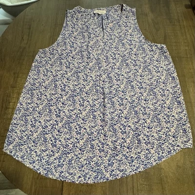 Blusa Top Philosophy Sin Mangas Cuello en V Para Mujer Talla Grande Púrpura Azul Floral Foto 1 de 4