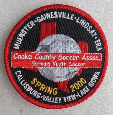 PARCHE de colección COOKE COUNTY FÚTBOL PRIMAVERA 2000 juvenil Gainesville Era Kiowa Texas Foto 1 de 4