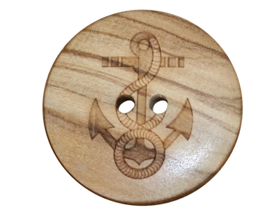 Holz Knöpfe mit Anker Motiv aus echtem OlivenHolz (10 Stück) - Bild 1 von 3