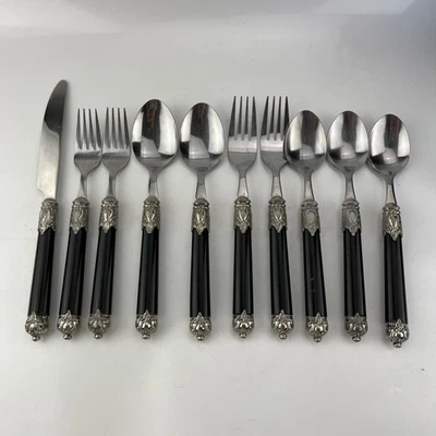 Lot of 10 Home Essentials RENAISSANCE  18/10 Stainless Black Handles - Image 1 of 4