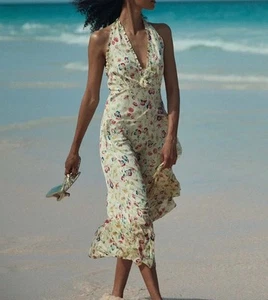 Vestido Halter DOEN Mazarino Mezcla Seda Talla XS Orig. $498 NUEVO - Imagen 1 de 7