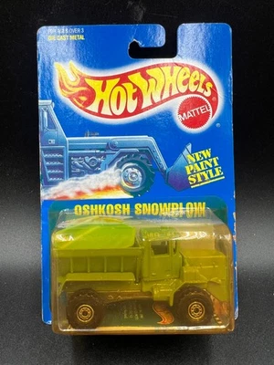 Hot Wheels Oshkosh Snowplow Green 1990 Mainline #42 Cracked Blister Decent Card - Image 1 of 3