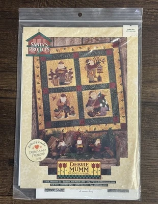 Mini edredón colgante de pared Debbie Mumm Santas Projects patrón #15058 folclórico 4 bloques Foto 1 de 3