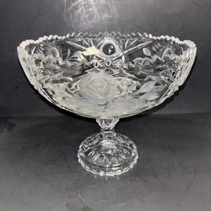 Amerikanischer Brillant Stil Glas Kristall große Kompott Standschale 9,5" Durchmesser - Bild 1 von 11