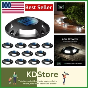 12-Pack Solar Deck Lights for Outdoor Pathway & Garden - Waterproof, Modern, ... - Picture 1 of 9