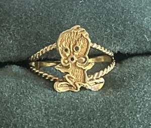 10k 417 Gelbgold Tweety Vogel Ring Größe 6,5 - Bild 1 von 6