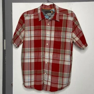 Camisa Quick Silver Waterman Casual Manga Corta Abotonada Grande Roja Cuadros - Imagen 1 de 7