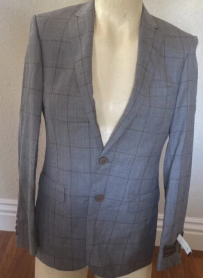 Blazer Zanetti Lanificio Di Biella 100 % Lana Gris Claro Cuadros Calce Ajustado 38S Foto 1 de 4