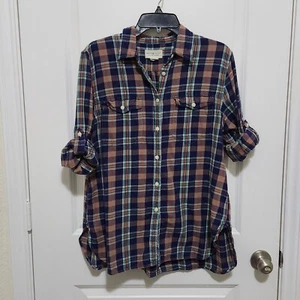 Ralph Lauren Denim & Supply Womens L Plaid Lightweight Flannel Roll Tab Sleeve - Picture 1 of 8