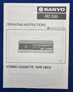 Original Sanyo RD S18 Kassettendeck Bedienungsanleitung - Bild 1 von 1