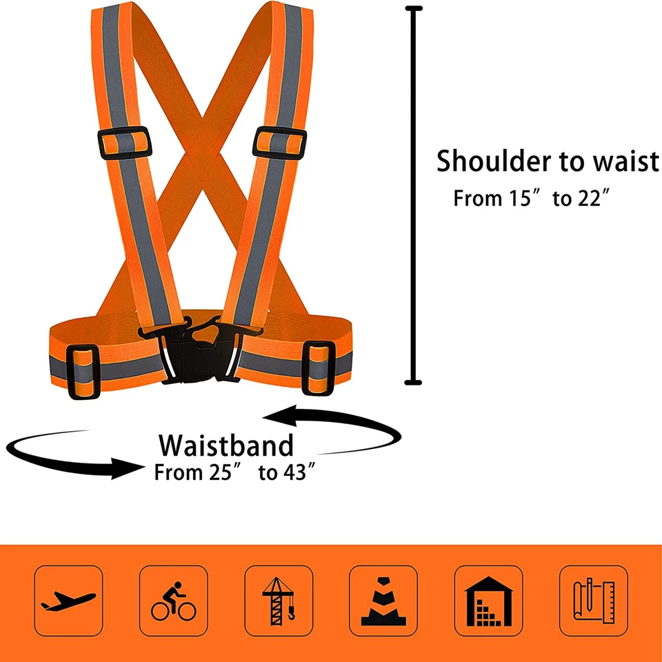Регулируемый защитный светоотражающий жилет ремень в полоску ремень для ночного бега бега бега велосипеда - Изображение 1 из 4