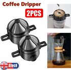 2pcs Pour Over Coffee Dripper Paperless Reusable Stainless Steel Coffee Filter