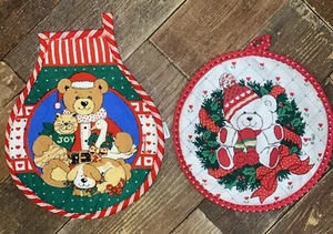 Vintage Weihnachten Topflappen - Teddybären Gans Kätzchen - CSC, Franco - Bild 1 von 5