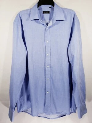 Camicia uomo collezione Coveri TG XL blu micro pois bottoni davanti manica lunga - Immagine 1 di 4