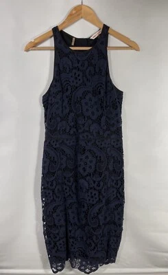 Rebecca Taylor Women's Navy Blue Lace Tank Dress - Image 1 of 4