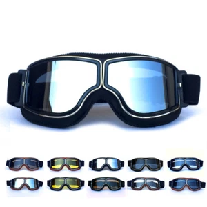 Motorcycle Windproof Dustproof Goggles Retro Riding Glasses UV400 Sport Eyewear  - Picture 1 of 22