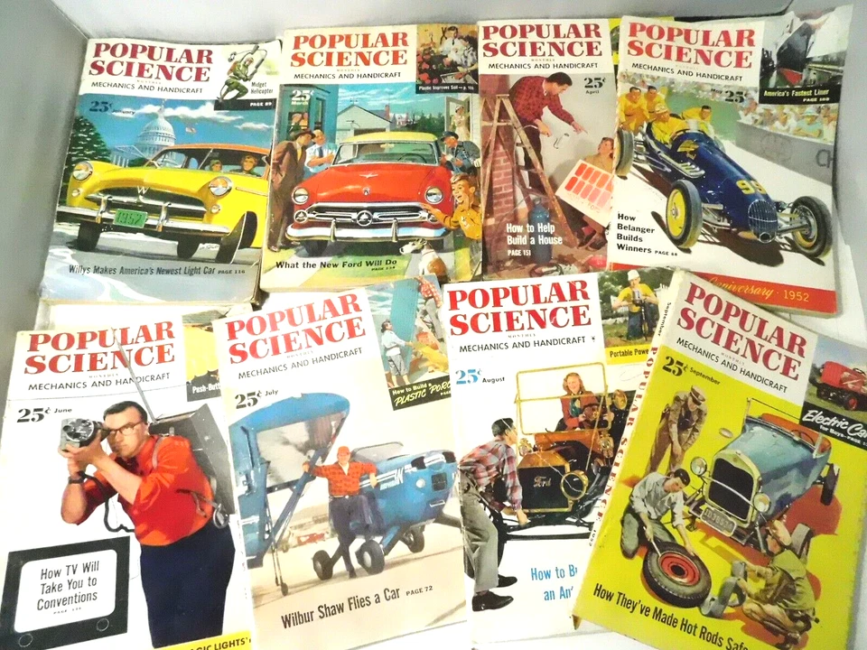 8- 1952 POPULAR SCIENCE Magazines Mechanics & Handicrafts-Great Ads - Image 1 of 4