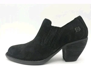 Born Fredrika Women's Black Suede Ankle Booties Shooties Comfort Block Heel 6 M - Picture 1 of 12