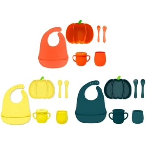 Silicone Dinner Set with Pumpkin Theme for Healthy Eating Serving Tray - Picture 1 of 11