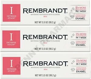Rembrandt Toothpaste INTENSE STAIN Mint 3.5 oz ( 3 tubes ) 
