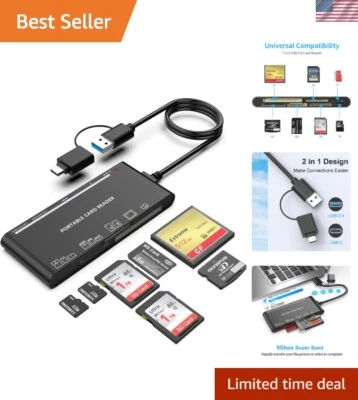 Compact 7-in-1 Card Reader for SD, CF, Micro SD – Universal Compatibility - Image 1 of 4