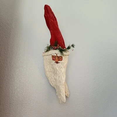 Folk Art Driftwood Santa 18 " Wall Hanging Hand Crafted Christmas Decor Unique  - Image 1 of 4