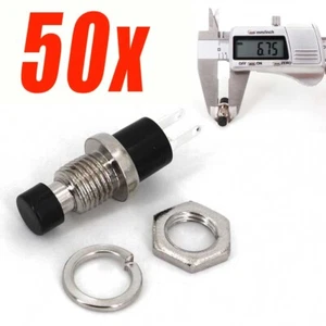 50PCS Black PBS-110 2Pin Momentary Normally Open 7mm Reset Push Button Switch US - Picture 1 of 7