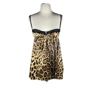 D&G DOLCE & GABBANA Leopard animal print bustier Babydoll mini dress Lingerie M - Picture 1 of 17
