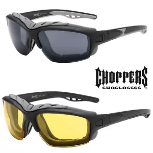 Choppers Padded Foam Wind Resistant Sunglasses Motorcycle Riding Glasses - Picture 1 of 13