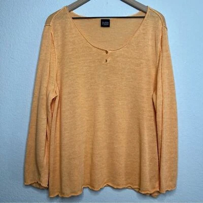 Sudadera Pullover Eileen Fisher Mujer Top 2X Lino Henley Botón Cuello Redondo Foto 1 de 4