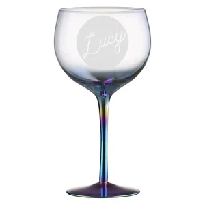 Personalised Circle Name Metallic Gin Glass - Picture 1 of 4